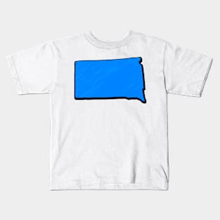 Bright Blue South Dakota Outline Kids T-Shirt